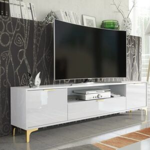 OLIVIA FURNITURE Tv Unit 200cm Luxury Modern Stand Cabinet White High Gloss