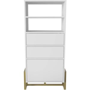 Utopie Modern Bookshelf Shelving Unit Bookcase Display Unit with Cabinets Metal Legs - White - White - Decorotika