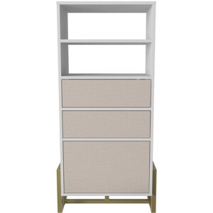 Utopie Modern Bookshelf Shelving Unit Bookcase Display Unit with Cabinets Metal Legs - White and Beige - White and Beige - Decorotika