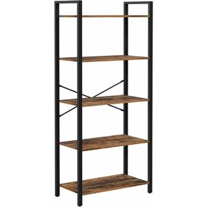 Songmics - vasagle 5-Tier Storage Rack, Bookshelf with Steel Frame, for Living Room, Office, Study, Hallway, Industrial Style, Rustic Brown and Black