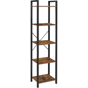 SONGMICS Vasagle 5-Tier Storage Rack, Bookshelf with Steel Frame, for Living Room, Office, Study, Hallway, Industrial Style, Rustic Brown and Black LLS100B01