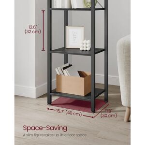 VASAGLE 6-Tier Bookshelf, Bookcase, Shelving Unit, for Office, Study, Living Room, Bedroom, 30 x 40 x 187.5 cm, Industrial, Ebony Black and Black LLS101B56