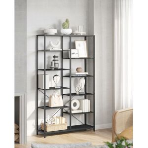 VASAGLE Bookcase, Bookshelf 5-Tier, Standing Display Storage Rack, for Living Room, Office, Study, Bedroom, Kitchen, Easy Assembly, Industrial Style, Black