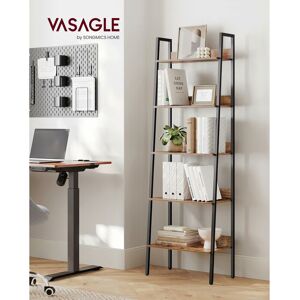 SONGMICS Vasagle Ladder Shelf, 5-Tier Narrow Shelf, Bookshelf for Home Office, Living Room, Bedroom, Kitchen, Industrial, Rustic Brown and Black LLS067B01