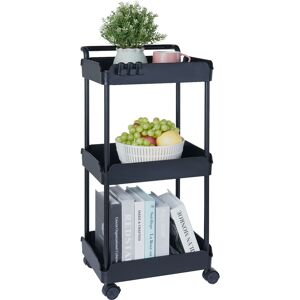 VEVOR 3-Tier Rolling Utility Cart, Kitchen Cart with Lockable Wheels, Multi-Functional Storage Trolley with Handle for Office, Living Room, Kitchen,