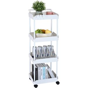 VEVOR 4-Tier Rolling Utility Cart, Kitchen Cart with Lockable Wheels, Multi-Functional Storage Trolley with Handle for Office, Living Room, Kitchen,