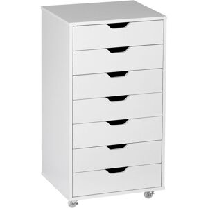Mobile Filing Cabinet, 7-drawer File Cabinet with Wheels, White - White - Vinsetto