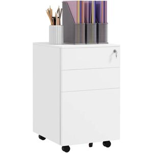 Vinsetto - 3-Drawer Filing Cabinet w/ Removable Pencil Tray Lockable File Cabinet White - White