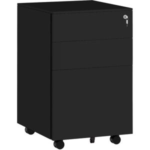 Vinsetto - 3-Drawer Filing Cabinet w/ Removable Pencil Tray Lockable File Cabinet Black - Black