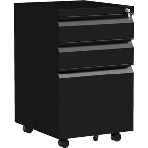 Vinsetto - Steel File Cabinet with Lock and Hanging Bar for Letter A4 Legal Size - Black