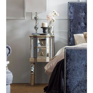 Uniquehomefurniture - Vintage Bedside Furniture Venetian Mirrored Cabinet Antique Unit Silver Table