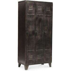 PRIVATEFLOOR Vintage industrial storage wardrobe metal Black Iron, Metal - Black