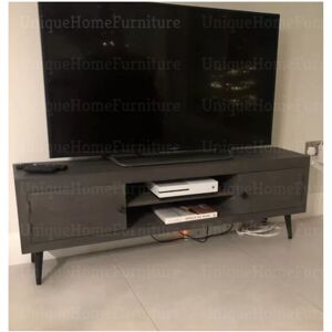 UNIQUEHOMEFURNITURE Vintage Industrial tv Stand Media Storage Unit Low Board Cabinet Rustic Metal