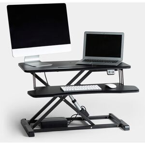 VonHaus Electric Standing Desk Converter, Height Adjustable Two Tier Computer Workstation w/Keyboard Shelf, Dual Monitor Sit Stand Riser w/Up Down