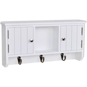 Wall Cabinet for Keys and Jewelery with Doors and Hooks Vidaxl White