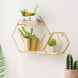 Livingandhome - Hexagon Iron Wire Wall Mounted Storage Display Shelf