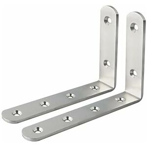 HÉLOISE Wall Mount Shelf Brackets Metal Stamped Console Corner Bracket for Hanging Shelf, 150mm x 100mm, Brushed Stainless Steel Finish, 2 Pcs, EJ5217-2P