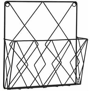 Mumu - Wall Mounted Magazine Rack Newspaper Bookshelf Storage Rack Black Wire Metal Baskets Office Living Room Bedroom Decor Shelf