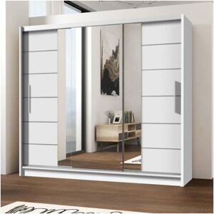 DAKO HOME Lizbona 2 Sliding Door Wardrobe with Full-Length Mirror - Spacious, Stylish, and Customizable - 250cm White