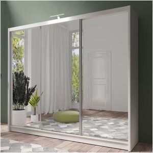 DAKO HOME Paris lux Wardrobe with Full-Length Mirrored Sliding Doors - 250cm White