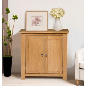 Hallowood Furniture - Waverly Oak Small Cupboard in Light Oak, Solid Wooden 2 Door Cupboard with Adjustable Shelf, Sideboard Storage Cabinet for