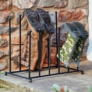 THOMPSON & MORGAN Thompson&morgan - Welly Boot Rack Storage Stand Two Tier Free Standing Indoor Outdoor Walking Hiking Riding Footwear 6 Pairs