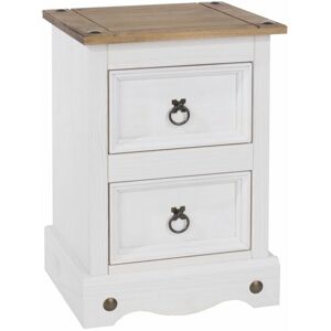 Corona - White Pine Bedside Cabinet 2 Drawer Bedroom Side Table Nightstand Waxed - Attribute