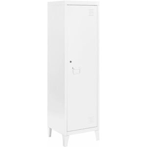 Mmt Furniture Designs Ltd - White Metal 2 Shelve Locker Cabinet, 1 Door Storage Cupboard for Home or Office