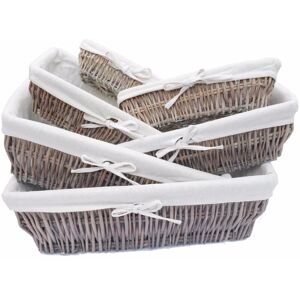 Topfurnishing - Wider shallow Wicker Storage Basket Hamper Basket [Grey ,Medium (38.5 x 24.5 x 12cm)] - Grey