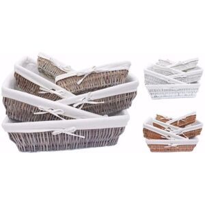 Topfurnishing - Wider shallow Wicker Storage Basket Hamper Basket [Pine,Small (34 x 20 x 9cm)] - Pine