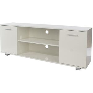 RIMINI Widescreen tv Cabinet Media Stand Gloss White Cable Management Cupboard Storage - White