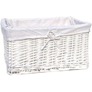 Topfurnishing - Willow Wicker Wider Big Deep Nursery Organiser Storage Xmas Hamper Basket Lined [White,Full Set (s+m+l+xl)]