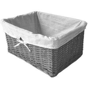 Topfurnishing - Willow Wicker Wider Big Deep Nursery Organiser Storage Xmas Hamper Basket Lined [Grey,Large 41x32x21cm] - Grey