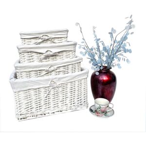 Topfurnishing - Willow Wicker Wider Big Deep Nursery Organiser Storage Xmas Hamper Basket Lined [White,Extra Large 45x39x25cm] - White