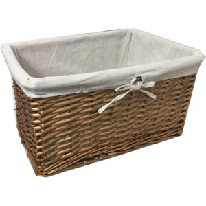 Topfurnishing - Willow Wicker Wider Big Deep Nursery Organiser Storage Xmas Hamper Basket Lined [Oak,Large 41x32x21cm] - Oak