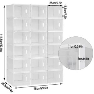 Shoe Storage Boxes Organiser Container Plastic with Clear Front Lid 35x75x112cm - Woltu