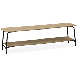 SWEEEK Tv unit in wood decor and steel structure 150cm 2 shelves - Natural