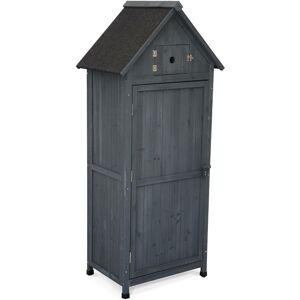 Sweeek - Wooden garden cabinet - 77x54.5x179 cm - Garden shed, storage cupboard, tool storage - Mimosa - Anthracite - Anthracite