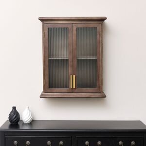 Melody Maison - Wooden Reeded Glass Wall Cabinet - Natural wood