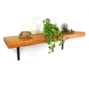 Moderix - Wooden Rustic Shelf with Bracket bow Black 220mm 9 inches Light Oak - Length 190cm