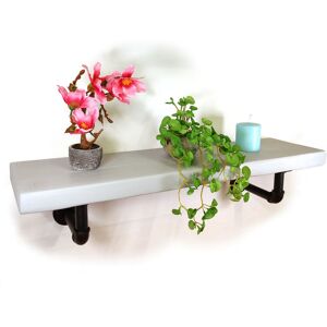 MODERIX Wooden Rustic Shelf with Bracket PIPE Black 170mm 7 inches Antique Grey - Length 240 cm