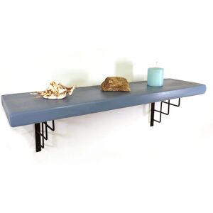 Moderix - Wooden Rustic Shelf with Bracket square Black 170mm 7 inches Nordic Blue - Length 240cm