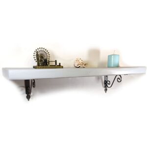 Moderix - Wooden Rustic Shelf with Bracket woz Silver 170mm 7 inches Antique Grey - Length 20 cm