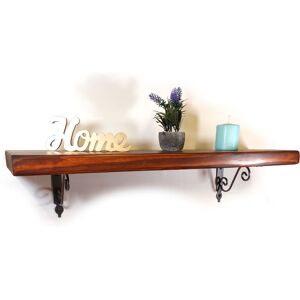 Moderix - Wooden Rustic Shelf with Bracket woz Silver 220mm 9 inches Walnut - Length 20 cm