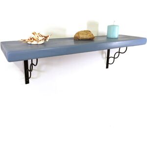 Moderix - Wooden Rustic Shelf with Bracket wprp Black 170mm 7 inches Nordic Blue - Length 140cm