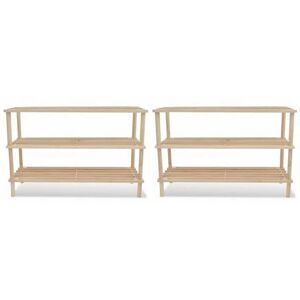 SWEIKO Wooden Shoe Rack 3-Tier Shoe Shelf Storage 2 pcs VDTD08518