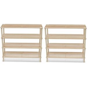 SWEIKO Wooden Shoe Rack 4-Tier Shoe Shelf Storage 2 pcs VDTD08519