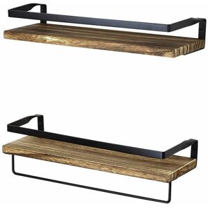 Alwaysh - Rustic Wooden Wall Shelves Designer Floating Shelf with Spice Towel Rack, Kitchen, Living Room, Bedroom and Industrial Bathroom or Storage