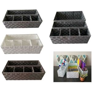 TOPFURNISHING Woven Storage Box Basket Bin Container Tote Organiser Divider For Home Office [Grey,47 x 24 x 15 cm] - Grey