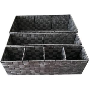 Topfurnishing - Woven Storage Box Basket Bin Container Tote Organiser Divider For Home Office [Grey,Set Of 2 (47 x 24 x 15 cm)] - Grey